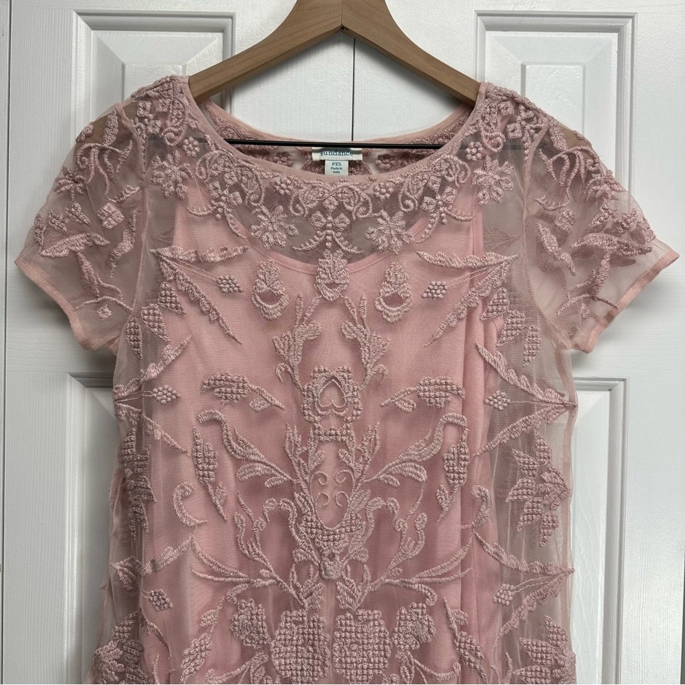 Sundance True Grace Pink Lace Dress Blush Pink Size PXS Coquette Feminine Soft - Picture 3 of 15